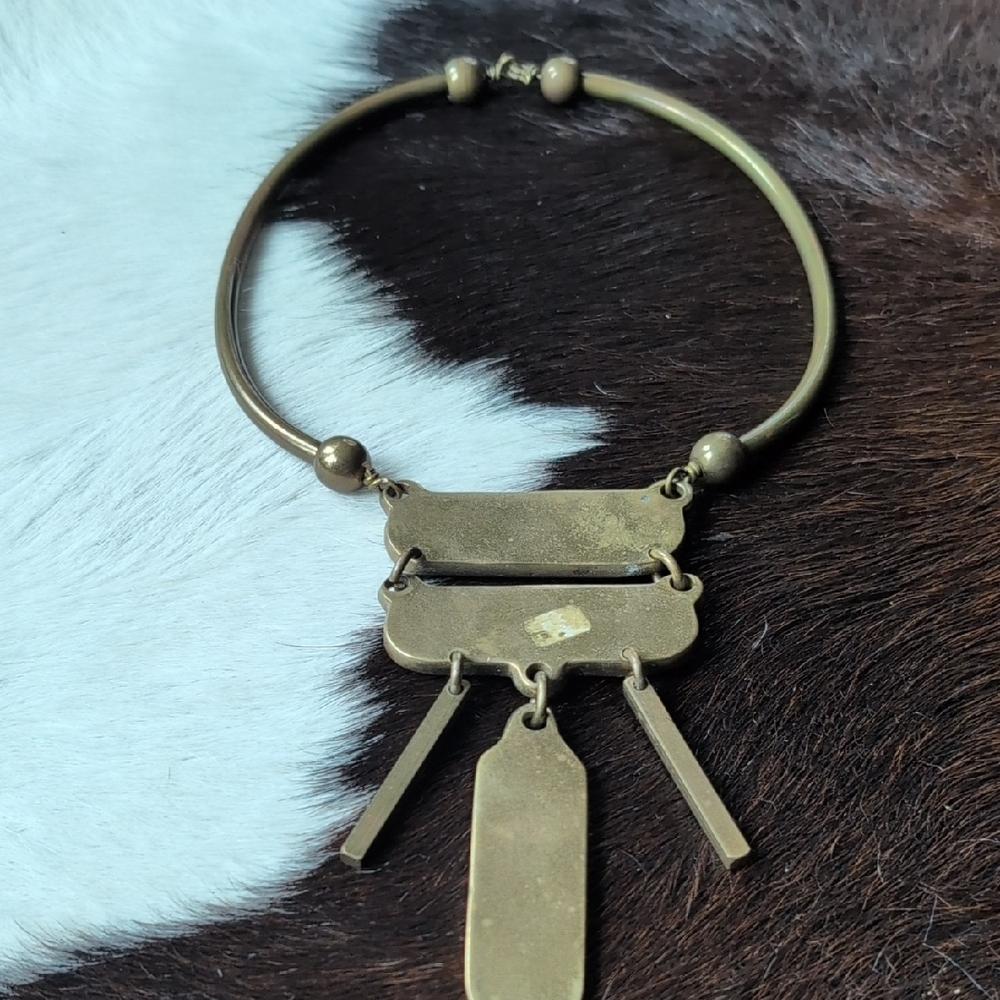 Vintage Solid Brass Collar Necklace - image 8